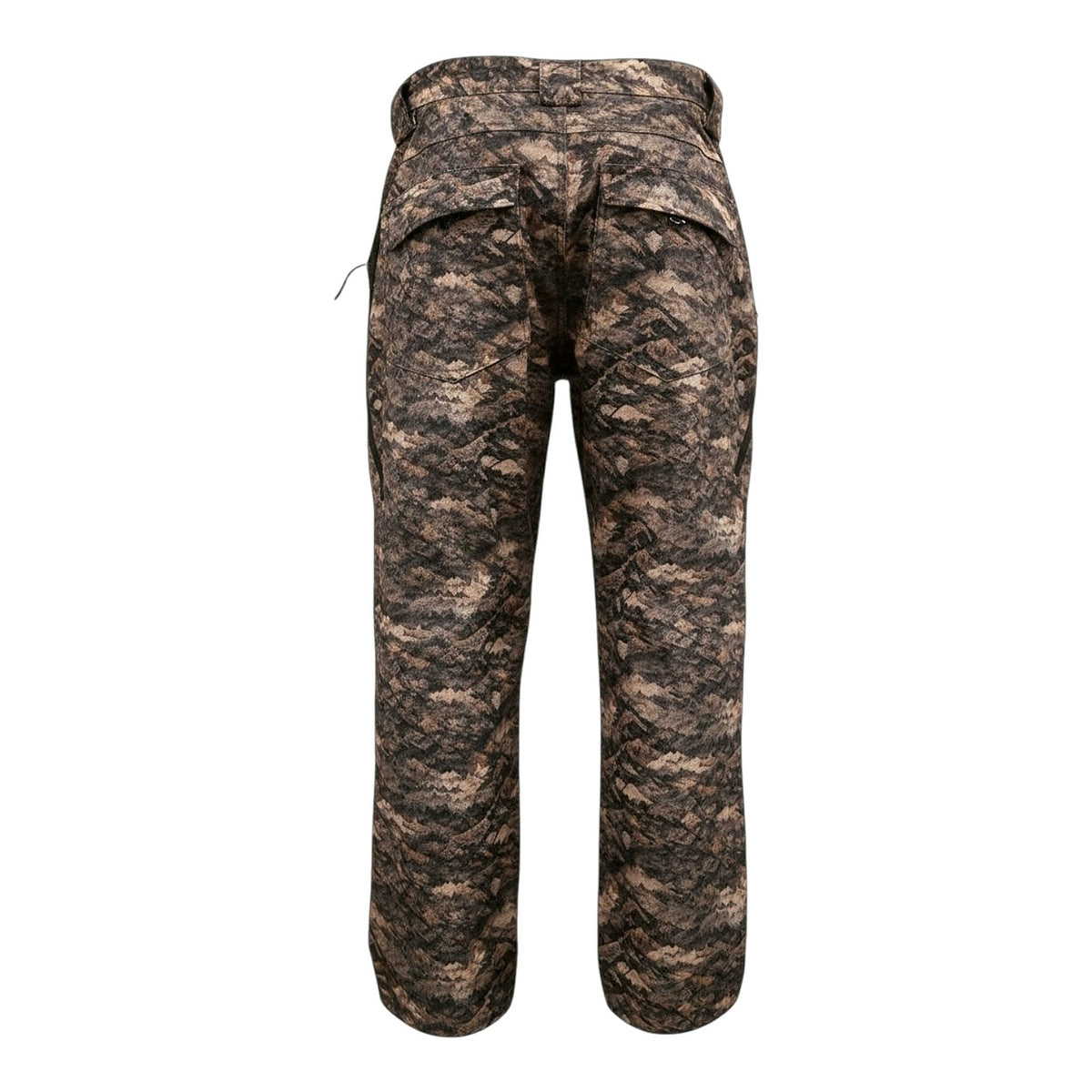 Grave Point Pant in Canyon Ghost camo, back view showing the belt-looped waist and zippered flap back pockets