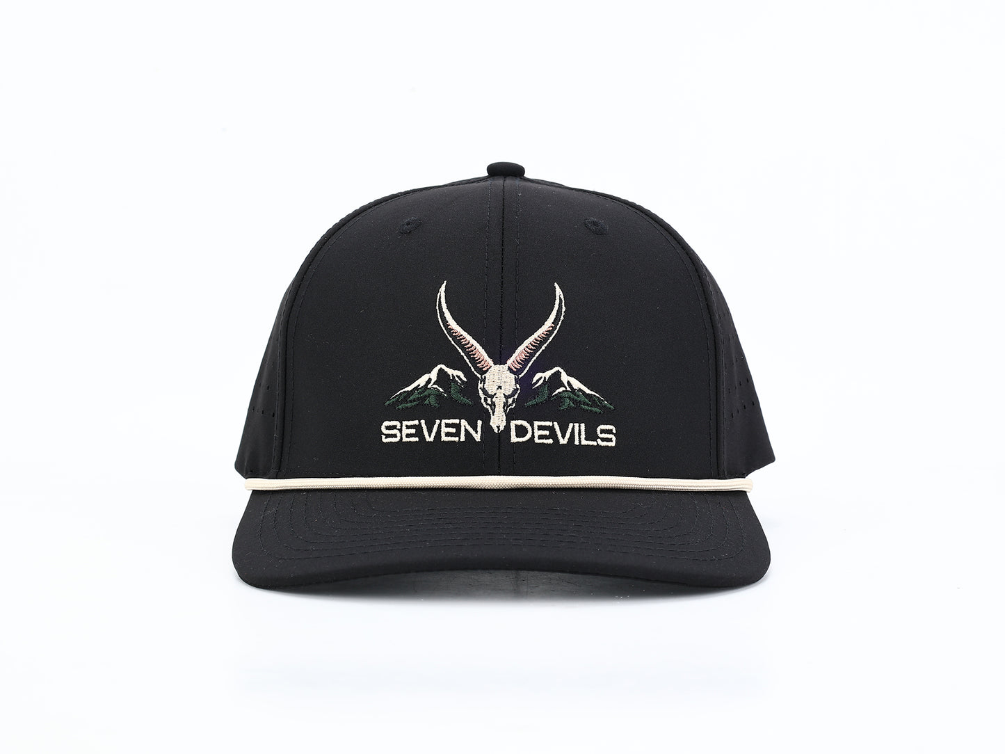 Seven Devils Performance Snapback — Black / Rope Brim