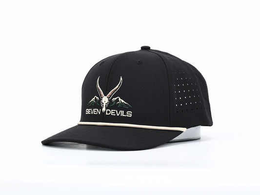 Seven Devils Performance Snapback — Black / Rope Brim
