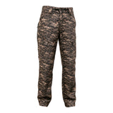 Grave Point Pant in Canyon Ghost camo, front view with angled zip pockets and Seven Devils logo on the left thigh