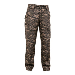 Grave Point Pant in Canyon Ghost camo, front view with angled zip pockets and Seven Devils logo on the left thigh